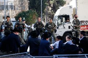 Ultra-Orthodox Jews In West Jerusalem Protest Mandatory Military Service