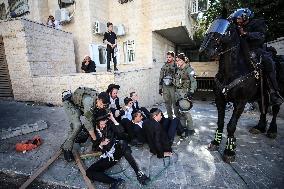 Ultra-Orthodox Jews In West Jerusalem Protest Mandatory Military Service