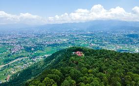 Drone View Of The Lush Greenery Hill In Nepal.