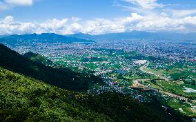 Drone View Of The Lush Greenery Hill In Nepal.