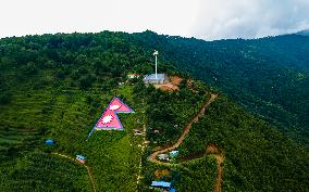 Drone View Of The Lush Greenery Hill In Nepal.