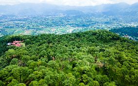 Drone View Of The Lush Greenery Hill In Nepal.