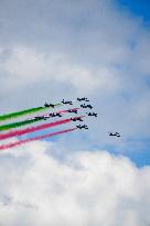 Italian Air Force Frecce Tricolori Flyover In Washington DC.