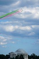 Italian Air Force Frecce Tricolori Flyover In Washington DC.