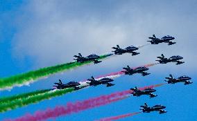 Italian Air Force Frecce Tricolori Flyover In Washington DC.