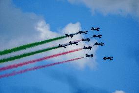 Italian Air Force Frecce Tricolori Flyover In Washington DC.