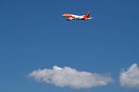 Diverse aircraft taking off