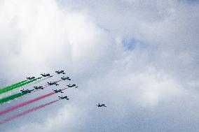 Italian Air Force’s Frecce Tricolore flies over Washington, DC