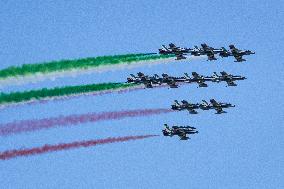 Italian Air Force’s Frecce Tricolore flies over Washington, DC