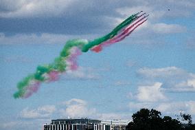 Italian Air Force’s Frecce Tricolore flies over Washington, DC