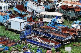 A Scrap Point For Discarded Motor Vehicles in Nanjing