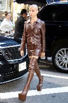 FKA Twigs Steps Out In A Brown Leather Look - NYC