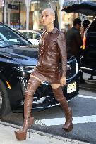 FKA Twigs Steps Out In A Brown Leather Look - NYC