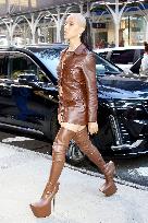 FKA Twigs Steps Out In A Brown Leather Look - NYC