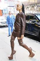 FKA Twigs Steps Out In A Brown Leather Look - NYC