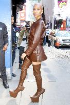 FKA Twigs Steps Out In A Brown Leather Look - NYC