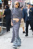 FKA Twigs Steps Out In A Grey Knit  - NYC