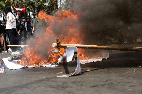 Protest Against Ratification Of Regional Election Bill In Bandung, Indonesia