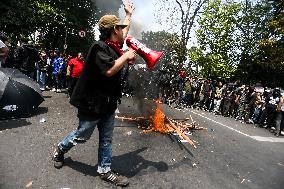 Protest Against Ratification Of Regional Election Bill In Bandung, Indonesia