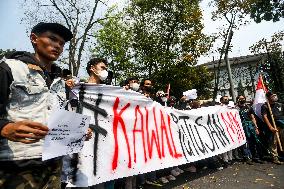 Protest Against Ratification Of Regional Election Bill In Bandung, Indonesia