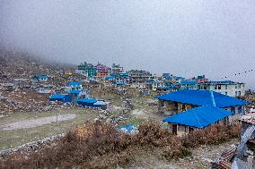 Kyanjin Gompa Village At The Himalayas Mountains