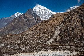 Kyanjin Gompa Village At The Himalayas Mountains