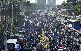 Protest against planned election law revisions in Jakarta