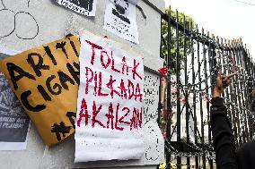 Protest Against Revision Of Regional Election Bill In Bandung, Indonesia