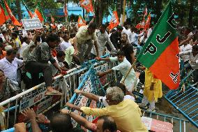 BJP Leads Protest March To West Bengal's Swasthya Bhawan