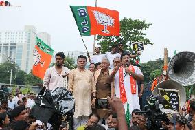 BJP Leads Protest March To West Bengal's Swasthya Bhawan