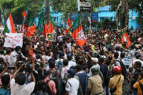 BJP Leads Protest March To West Bengal's Swasthya Bhawan