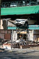 Car Crashes In Washington DC Parking Garage.