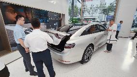 New Energy Vehicles at Huawei Store in Shanghai