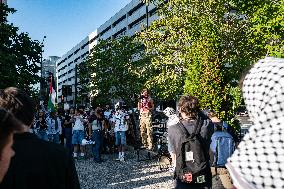 Demonstrators Gathered To Protest A Decision By George Washington University To Suspend Student Groups