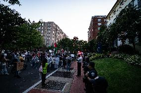 Demonstrators Gathered To Protest A Decision By George Washington University To Suspend Student Groups