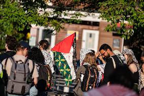 Demonstrators Gathered To Protest A Decision By George Washington University To Suspend Student Groups