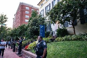 Demonstrators Gathered To Protest A Decision By George Washington University To Suspend Student Groups