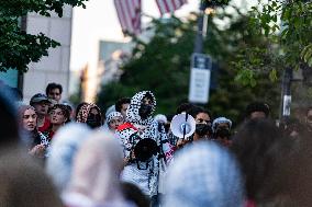 Demonstrators Gathered To Protest A Decision By George Washington University To Suspend Student Groups