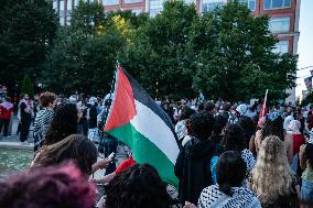 Demonstrators Gathered To Protest A Decision By George Washington University To Suspend Student Groups