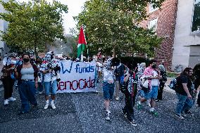 Demonstrators Gathered To Protest A Decision By George Washington University To Suspend Student Groups