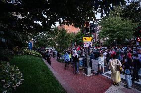 Demonstrators Gathered To Protest A Decision By George Washington University To Suspend Student Groups