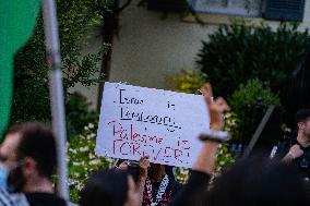 Demonstrators Gathered To Protest A Decision By George Washington University To Suspend Student Groups