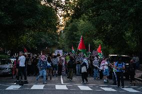 Demonstrators Gathered To Protest A Decision By George Washington University To Suspend Student Groups