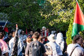 Demonstrators Gathered To Protest A Decision By George Washington University To Suspend Student Groups