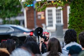 Demonstrators Gathered To Protest A Decision By George Washington University To Suspend Student Groups