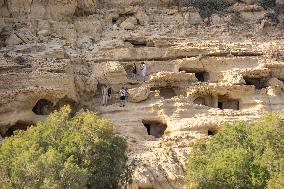 The Caves Of Matala In Crete Island