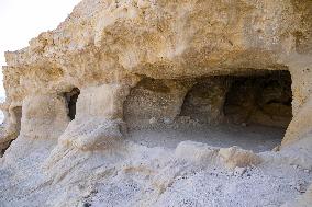 The Caves Of Matala In Crete Island