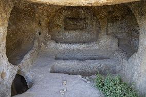 The Caves Of Matala In Crete Island