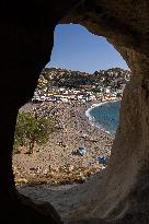 The Caves Of Matala In Crete Island