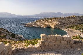 The Caves Of Matala In Crete Island